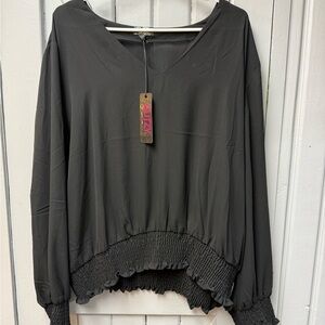 Glitz Black V-Neck Blouse